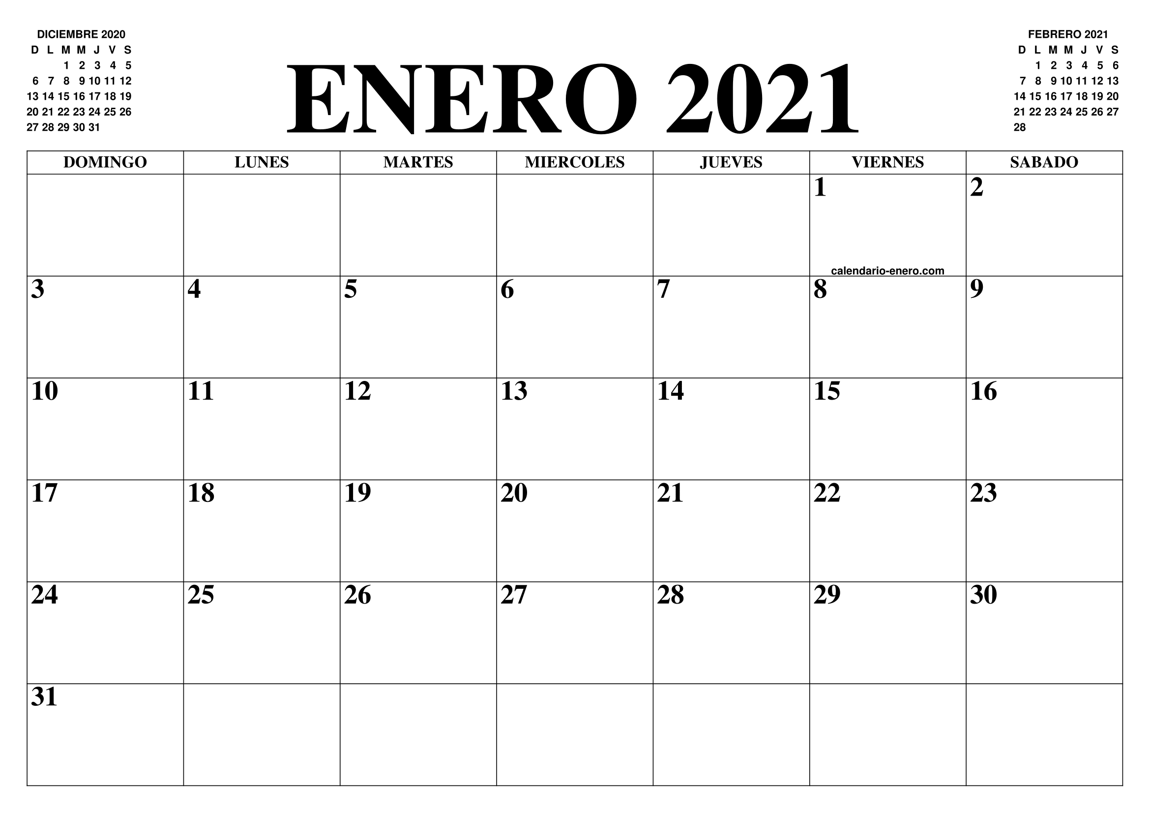 Calendario Enero 2021 El Calendario Enero Para Imprimir Gratis Mes